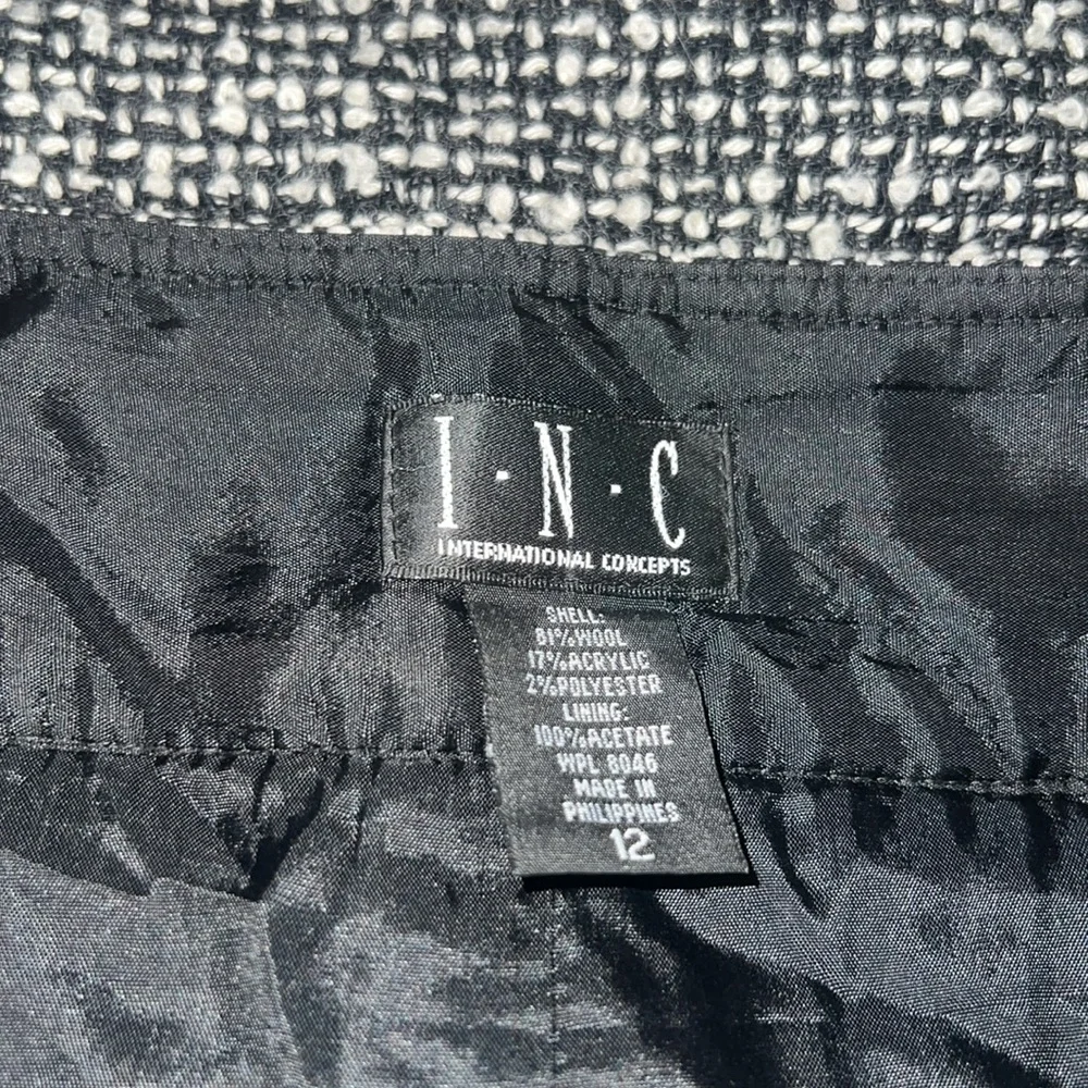Women’s INC Black and White Wool Skirt Size 12